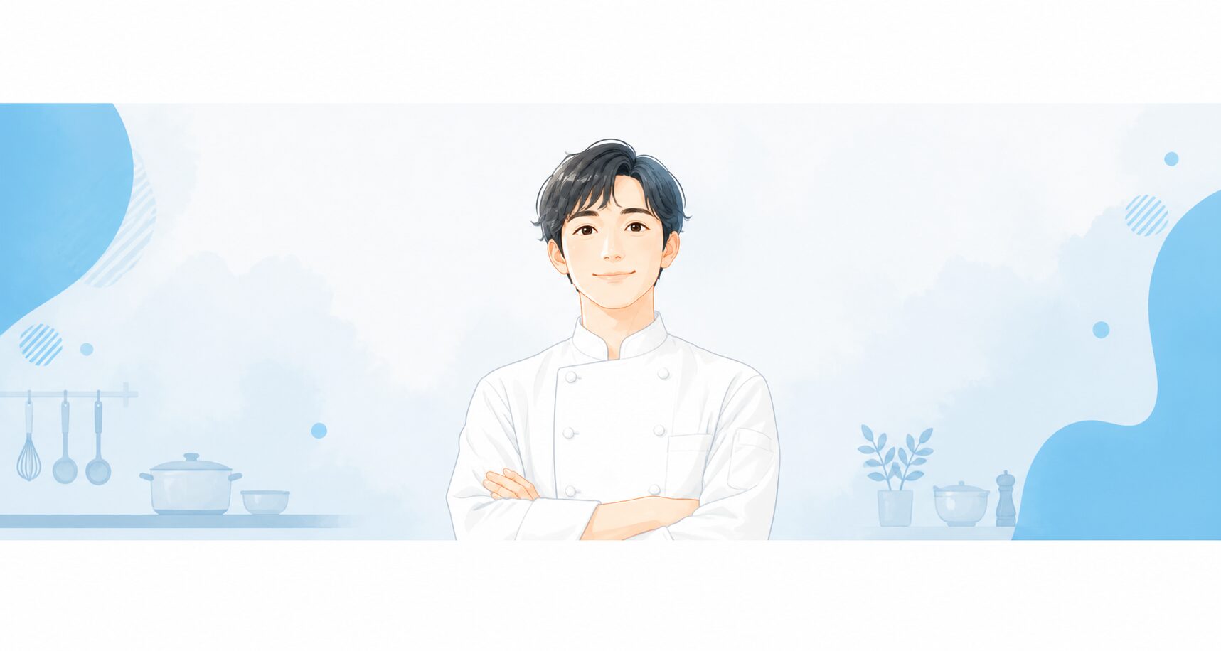 白いコックコートの料理人のイラスト